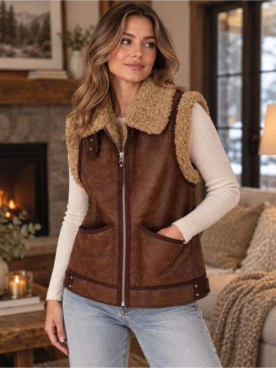7 For All Mankind Jackets & Blazers - 7 For All Mankind Cozy Faux-Shearling Brown Vest Jacket w/ Tags